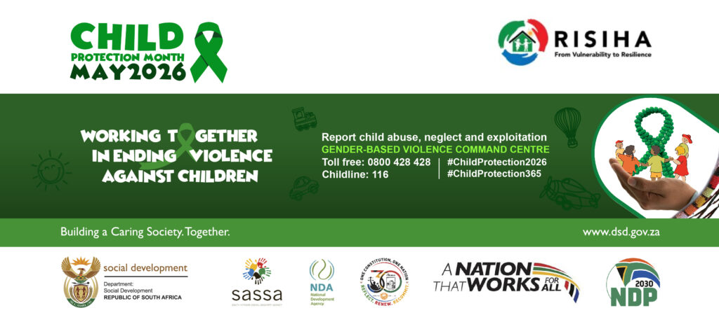 Child Protection Month is commemorated annually to raise awareness of children’s rights and the urgent need to protect them from harm. During this period, government departments, child protection services and civil society organisations intensify efforts to mobilise communities, address persistent social challenges and strengthen support for vulnerable children.

Child Protection Month 2026 will officially launch on 3 May 2026 in the Zululand District Municipality, KwaZulu-Natal — a rural area with high reported levels of child abuse — highlighting the campaign’s focus on vulnerable communities.

This year’s campaign places the spotlight on statutory rape and teenage pregnancy. Grounded in Section 28 of the South African Constitution and key child protection laws, the campaign reaffirms the responsibility to protect children’s rights, wellbeing and development.

Despite strong legal frameworks, abuse, neglect, underreporting and harmful social norms continue to affect many children, particularly in rural communities. The campaign therefore aims to strengthen mandatory reporting, expand prevention and education initiatives, support survivors and promote community accountability.

Together, these efforts seek to advance a coordinated, child-centered response to ending violence against children by 2030.